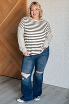 Super Clever Patchwork Striped Top in Ivory Tops Ave Shops- Tilden Co.