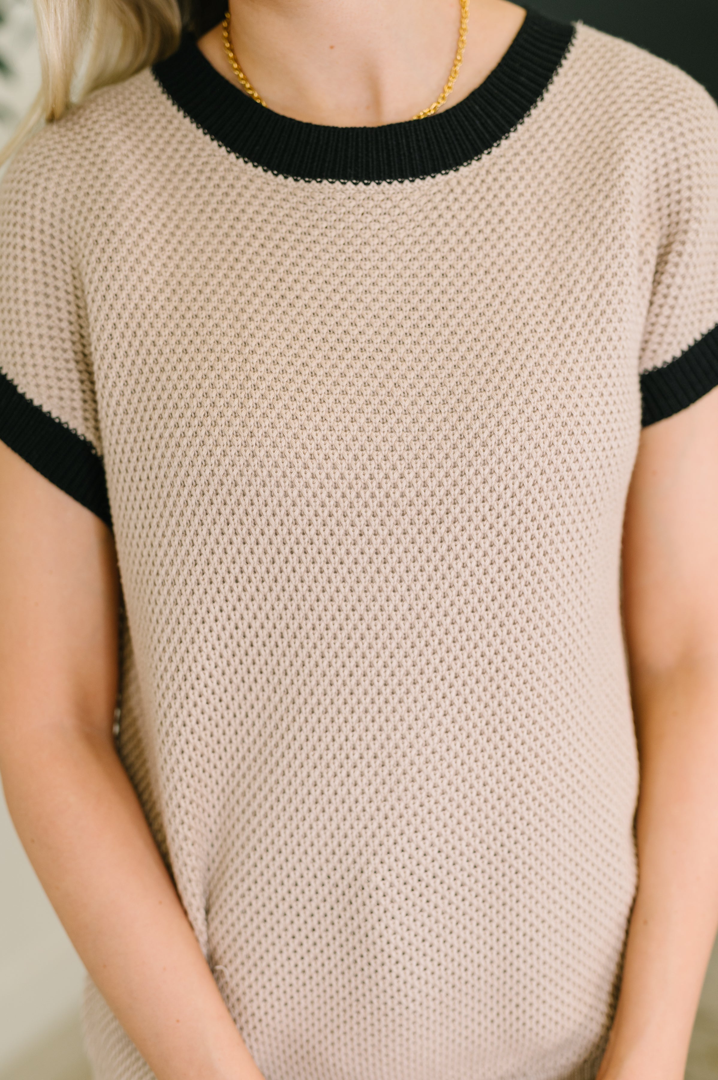 Sure Seems Sweet Contrast Trim Sleeveless Sweater Womens Ave Shops- Tilden Co.