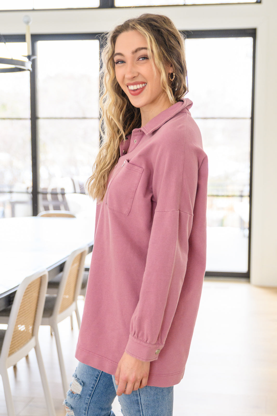 Sweet Crush Collar Pullover in Mauve    Womens Ave Shops- Tilden Co.