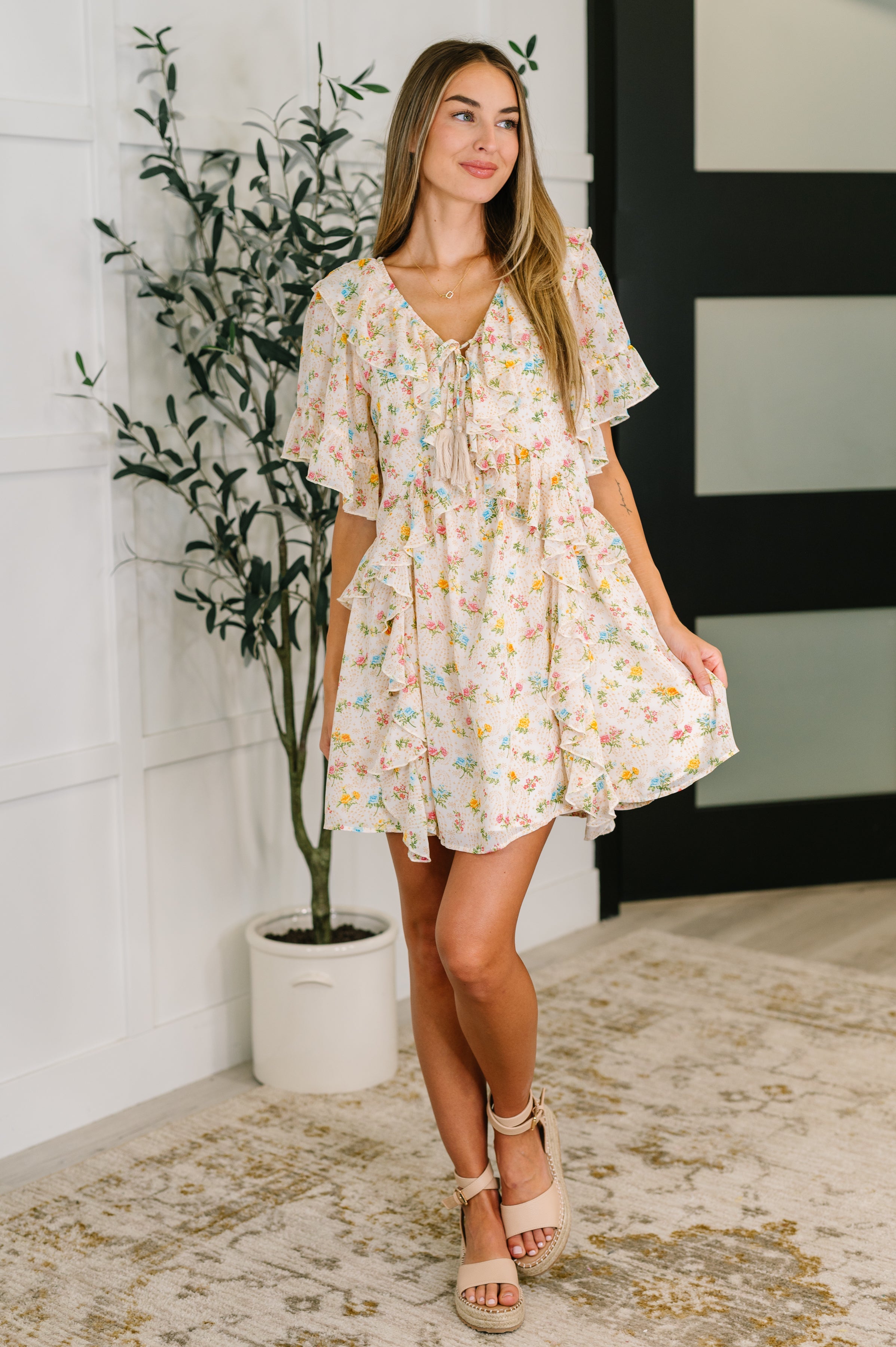 Sweet Escape Boho Floral Dress Knee Length Dress Ave Shops- Tilden Co.
