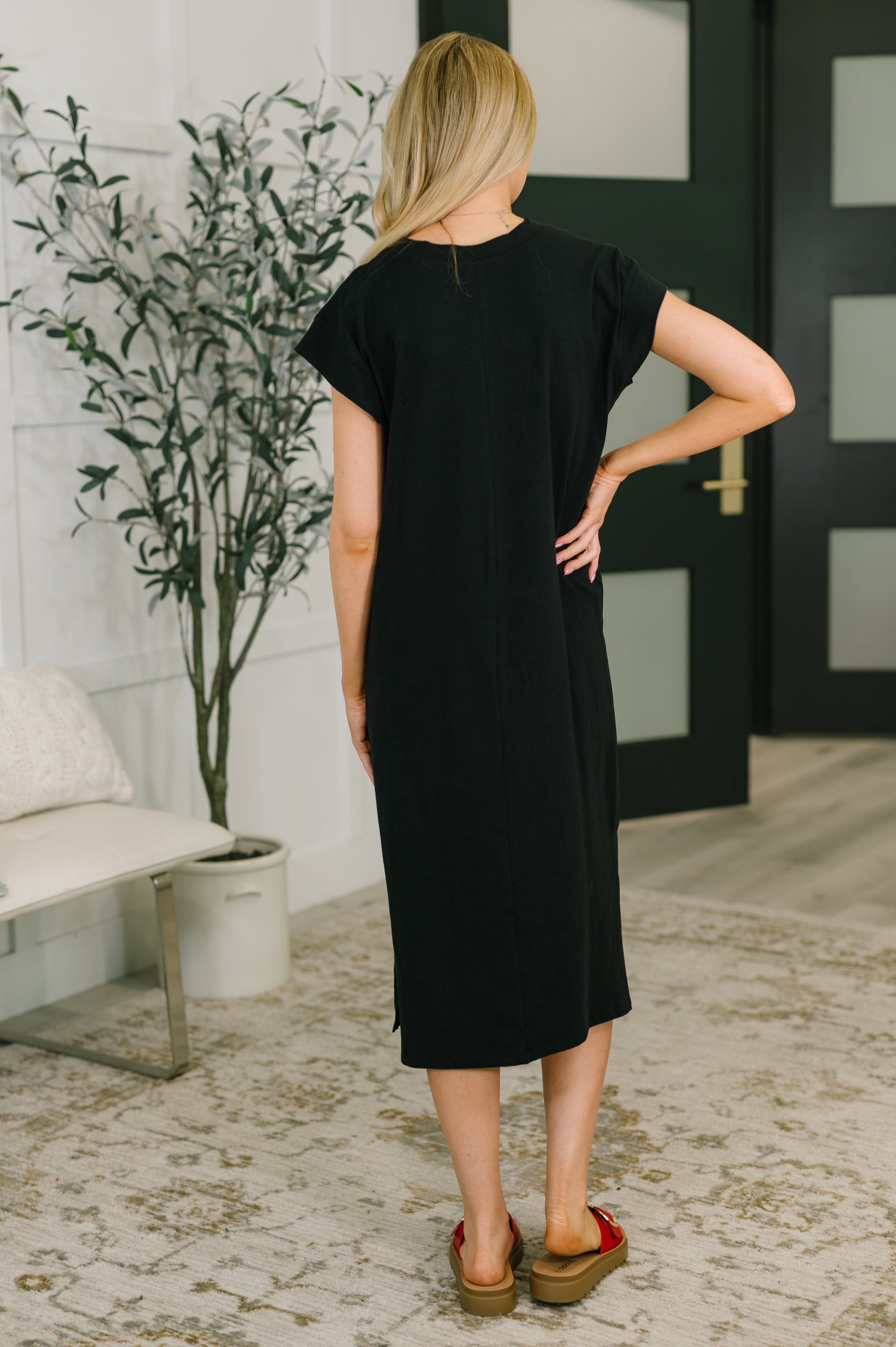 Sweet Like That Casual Dress in Black Midi Dress Ave Shops- Tilden Co.