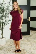 Sweet Like That Casual Dress in Cabernet Womens Ave Shops- Tilden Co.