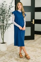 Sweet Like That Casual Dress in Light Navy Midi Dress Ave Shops- Tilden Co.