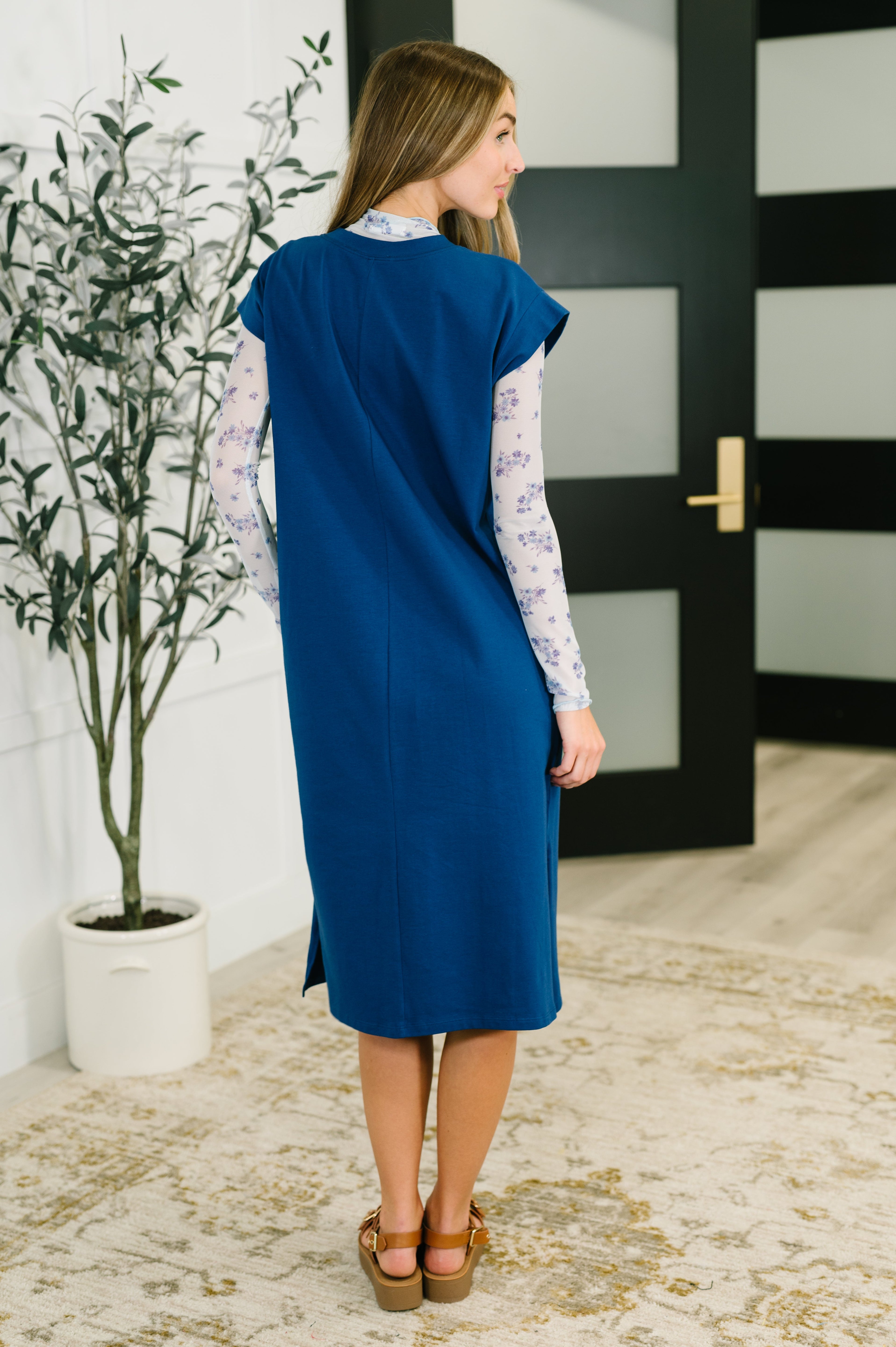 Sweet Like That Casual Dress in Light Navy Midi Dress Ave Shops- Tilden Co.
