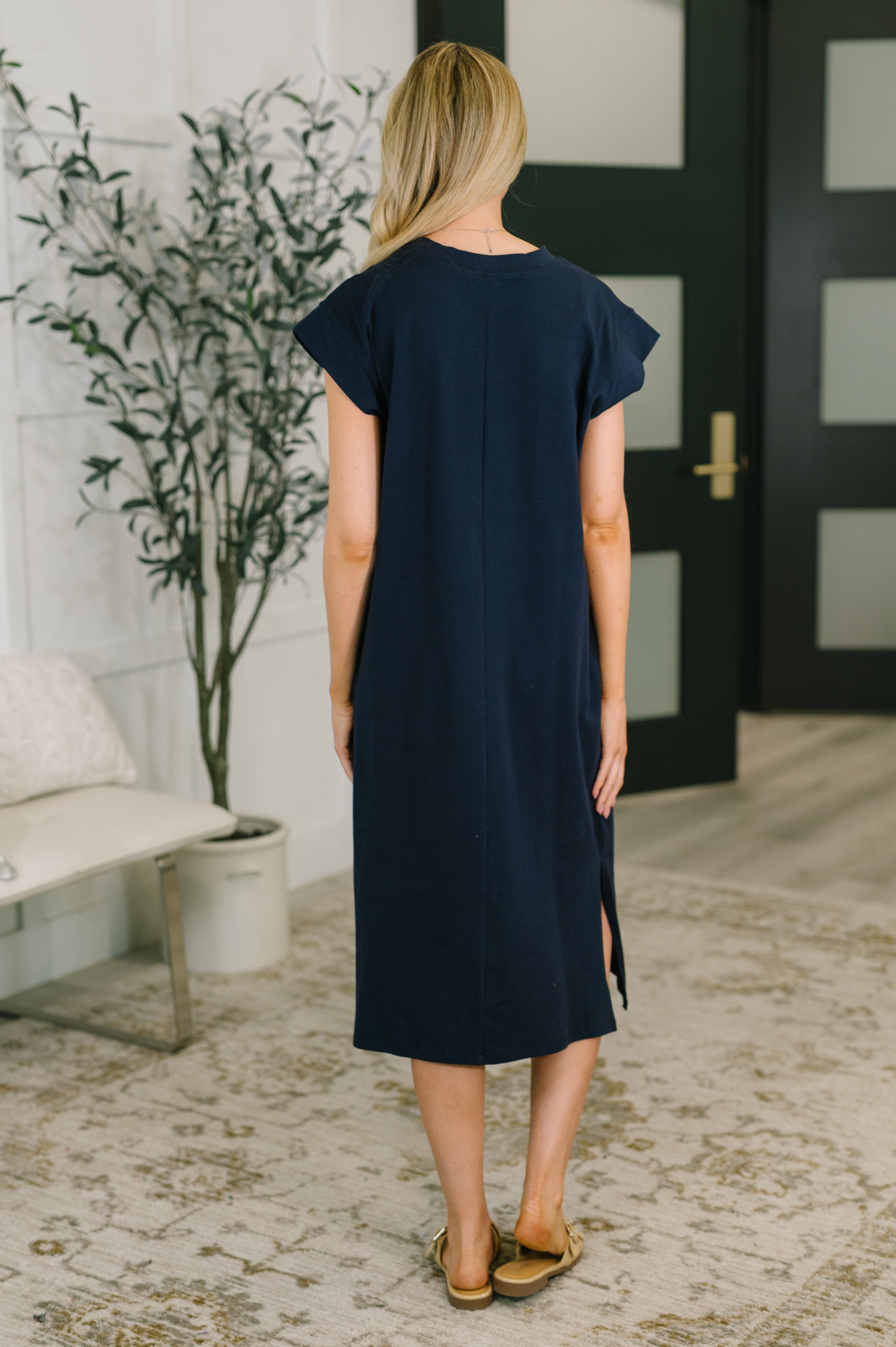 Sweet Like That Casual Dress in Navy Midi Dress Ave Shops- Tilden Co.