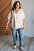 Sweet Simplicity Button Down Blouse in Oatmeal    Tops Ave Shops- Tilden Co.