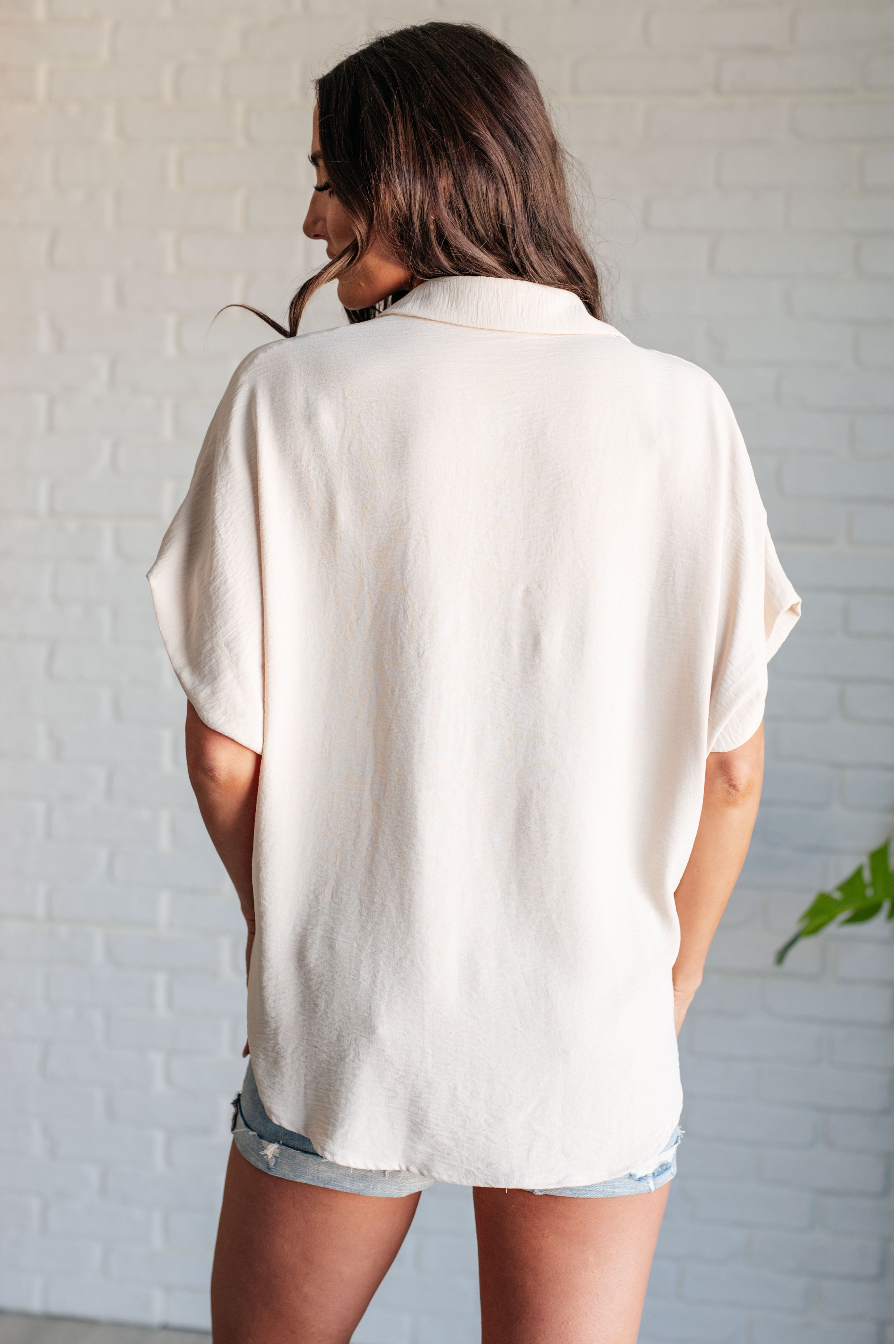 Sweet Simplicity Button Down Blouse in Oatmeal    Tops Ave Shops- Tilden Co.