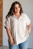 Sweet Simplicity Button Down Blouse in Oatmeal    Tops Ave Shops- Tilden Co.