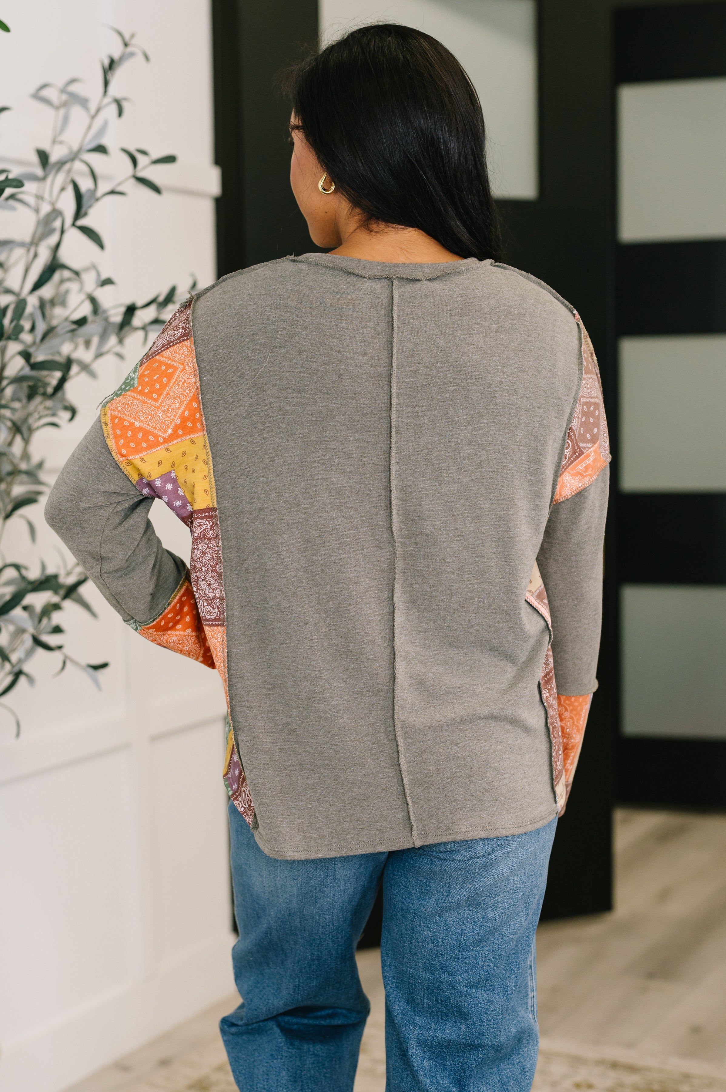 Sweet as Pie Color Block Relaxed Long Sleeve Womens Ave Shops- Tilden Co.