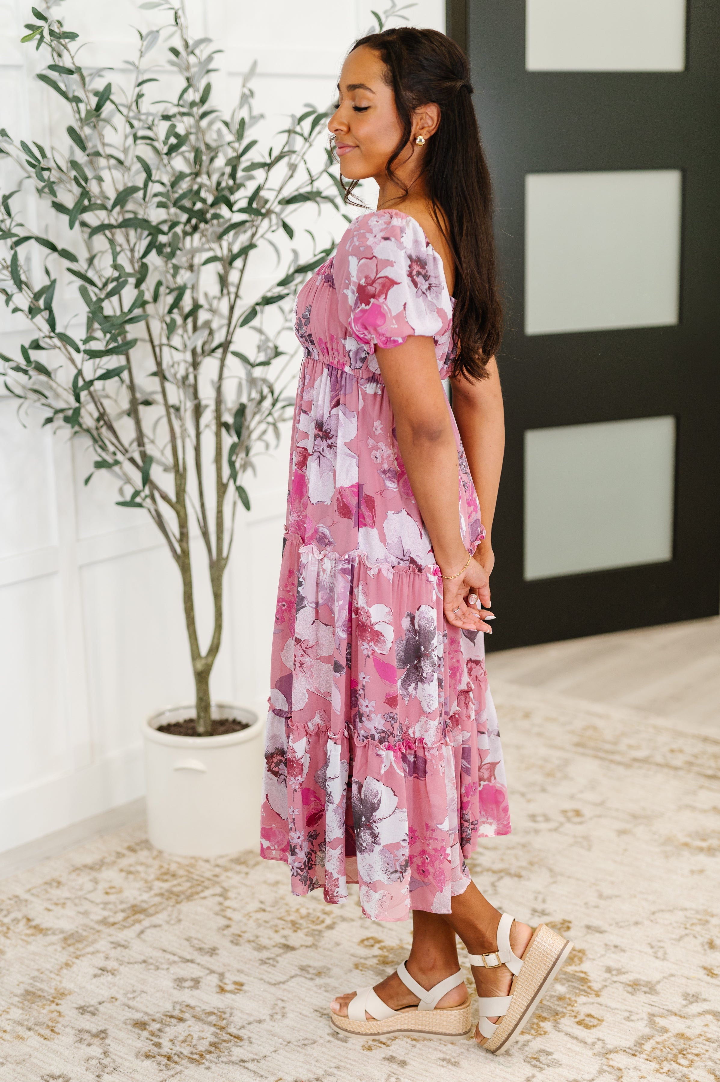 Sweetheart Club Square Neck Floral Dress Womens Ave Shops- Tilden Co.