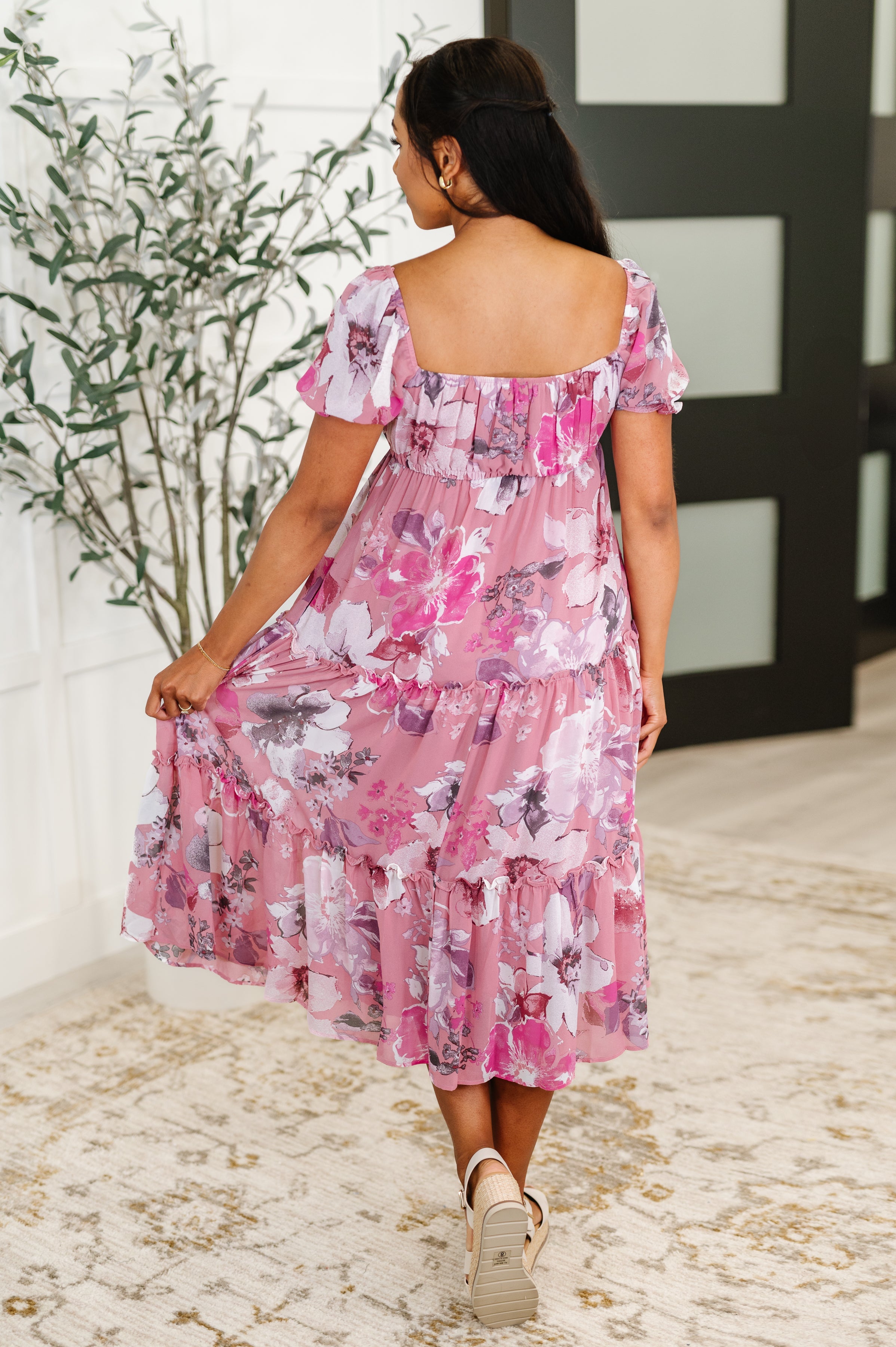 Sweetheart Club Square Neck Floral Dress Womens Ave Shops- Tilden Co.