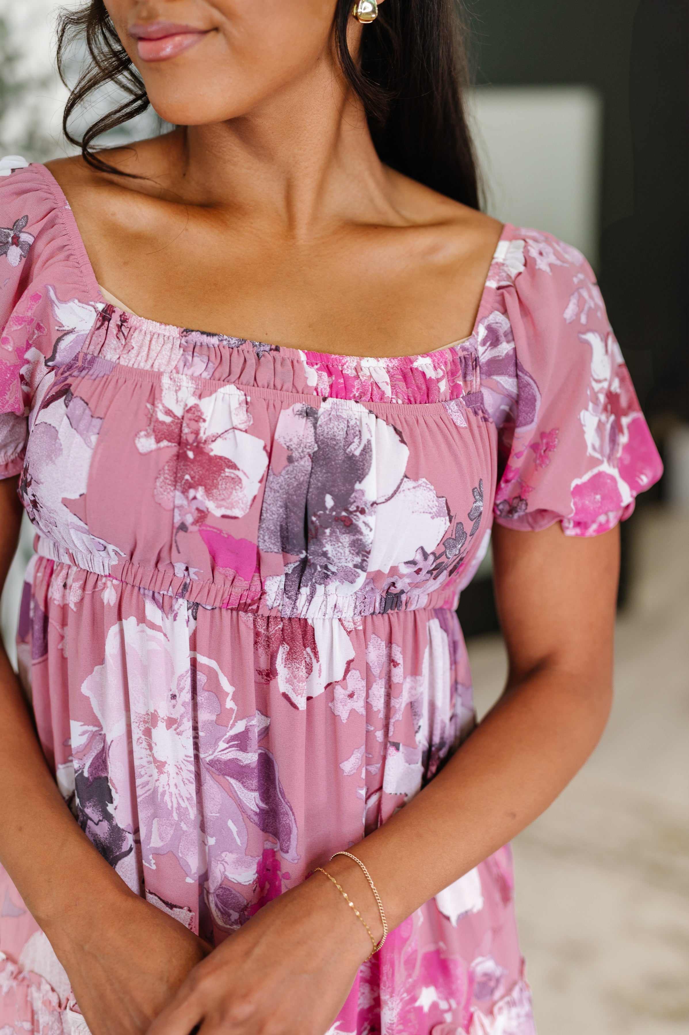Sweetheart Club Square Neck Floral Dress Womens Ave Shops- Tilden Co.
