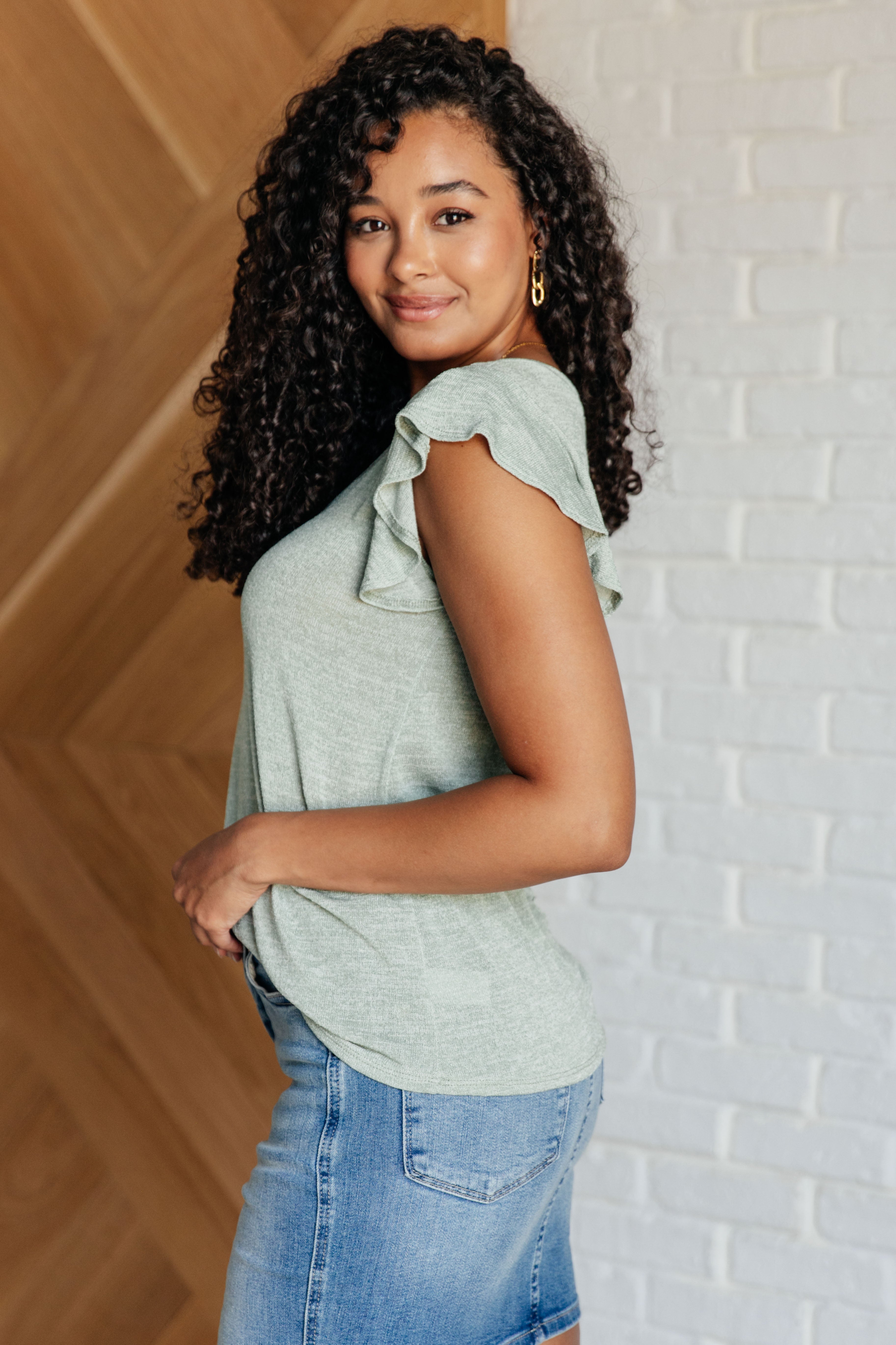 Take It In Flutter Sleeve Top Tops Ave Shops- Tilden Co.