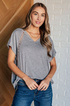 Take it Easy Eyelet Trim Top    Tops Ave Shops- Tilden Co.