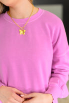 Talk Cozy to Me Stepped Hem Pullover in Bright Mauve Womens Ave Shops- Tilden Co.