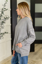 Talk Cozy to Me Stepped Hem Pullover in Sleet Womens Ave Shops- Tilden Co.