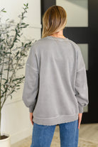 Talk Cozy to Me Stepped Hem Pullover in Sleet Womens Ave Shops- Tilden Co.