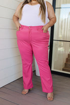 Tanya Control Top Faux Leather Pants in Hot Pink    Bottoms Ave Shops- Tilden Co.