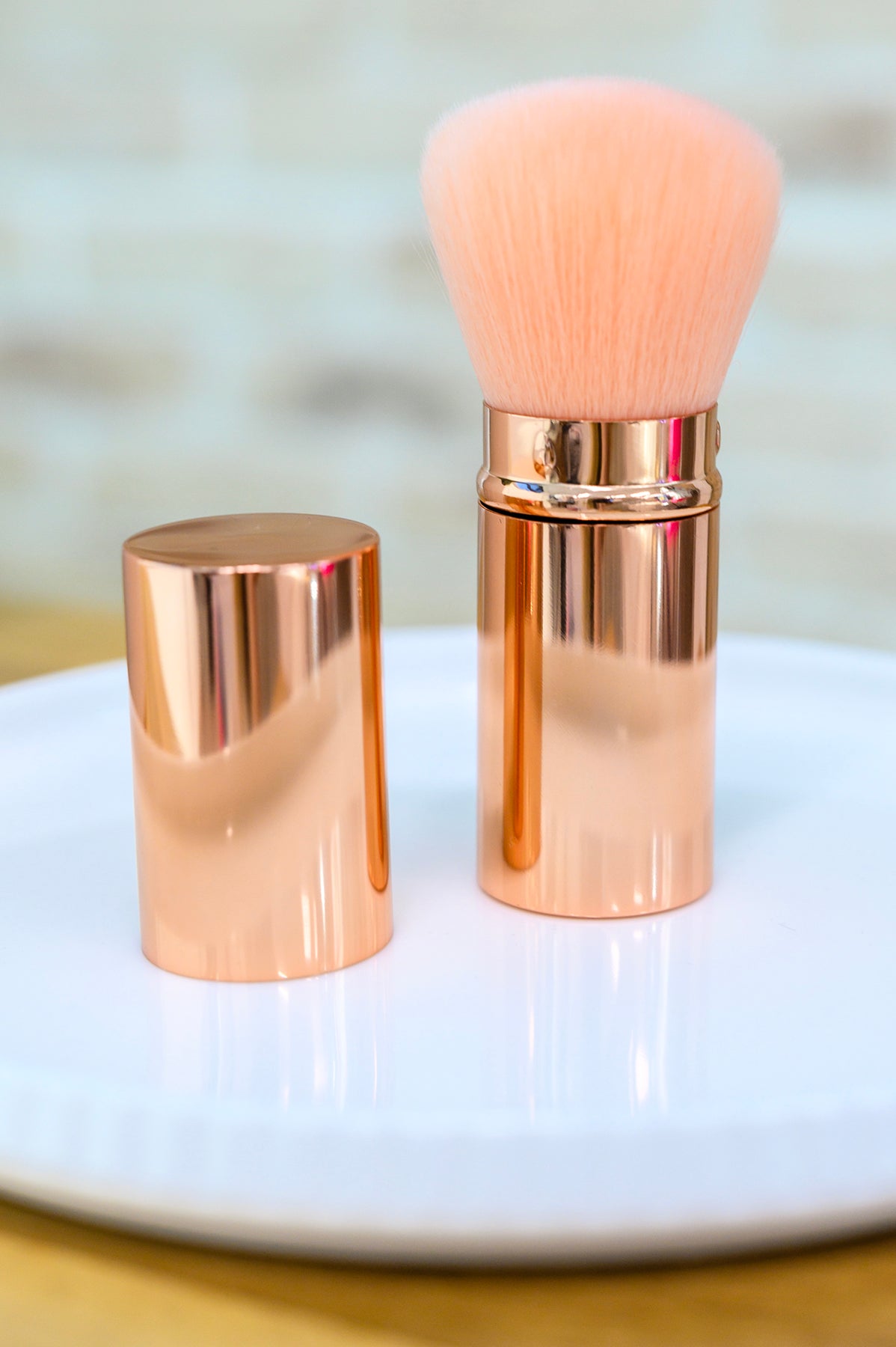 Rose Gold and Pink Telescopic Powder Brush Womens Ave Shops- Tilden Co.