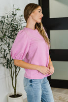 Textured Balloon Sleeve Blouse in Pink Womens Ave Shops- Tilden Co.