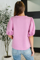 Textured Balloon Sleeve Blouse in Pink Womens Ave Shops- Tilden Co.