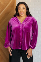 The Best Policy Velvet Balloon Sleeve Top    Tops Ave Shops- Tilden Co.