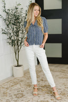 The Darling Detail Collared Blouse in Denim Womens Ave Shops- Tilden Co.