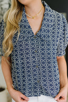 The Darling Detail Collared Blouse in Denim Womens Ave Shops- Tilden Co.