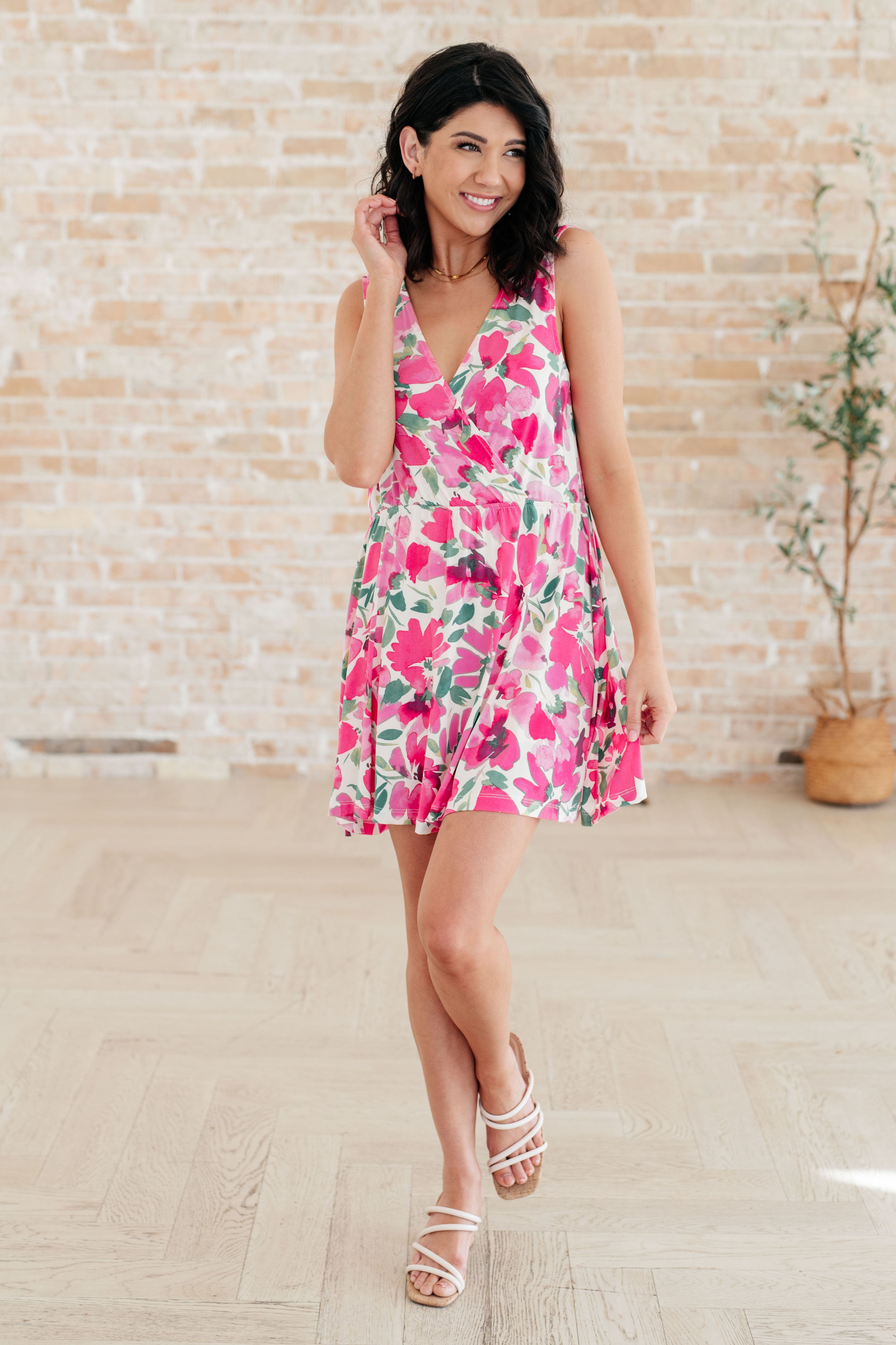 The Sun's Been Quite Kind V-Neck Dress in Pink Dresses Ave Shops- Tilden Co.