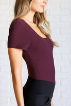 They're Not Like Us Square Neck Bodysuit in Cassis    Tops Ave Shops- Tilden Co.