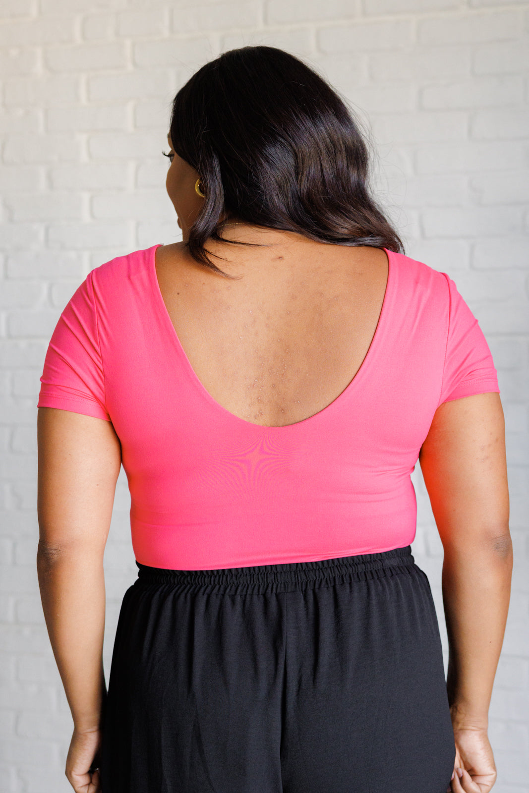 They're Not Like Us Square Neck Bodysuit in Flamingo Pink    Tops Ave Shops- Tilden Co.