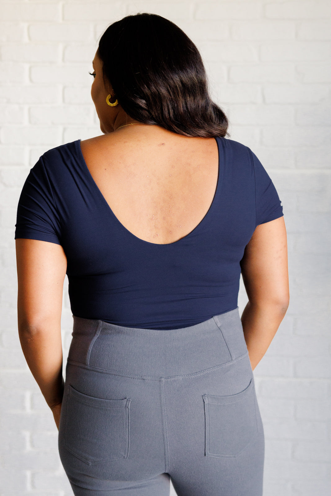 They're Not Like Us Square Neck Bodysuit in Navy    Tops Ave Shops- Tilden Co.