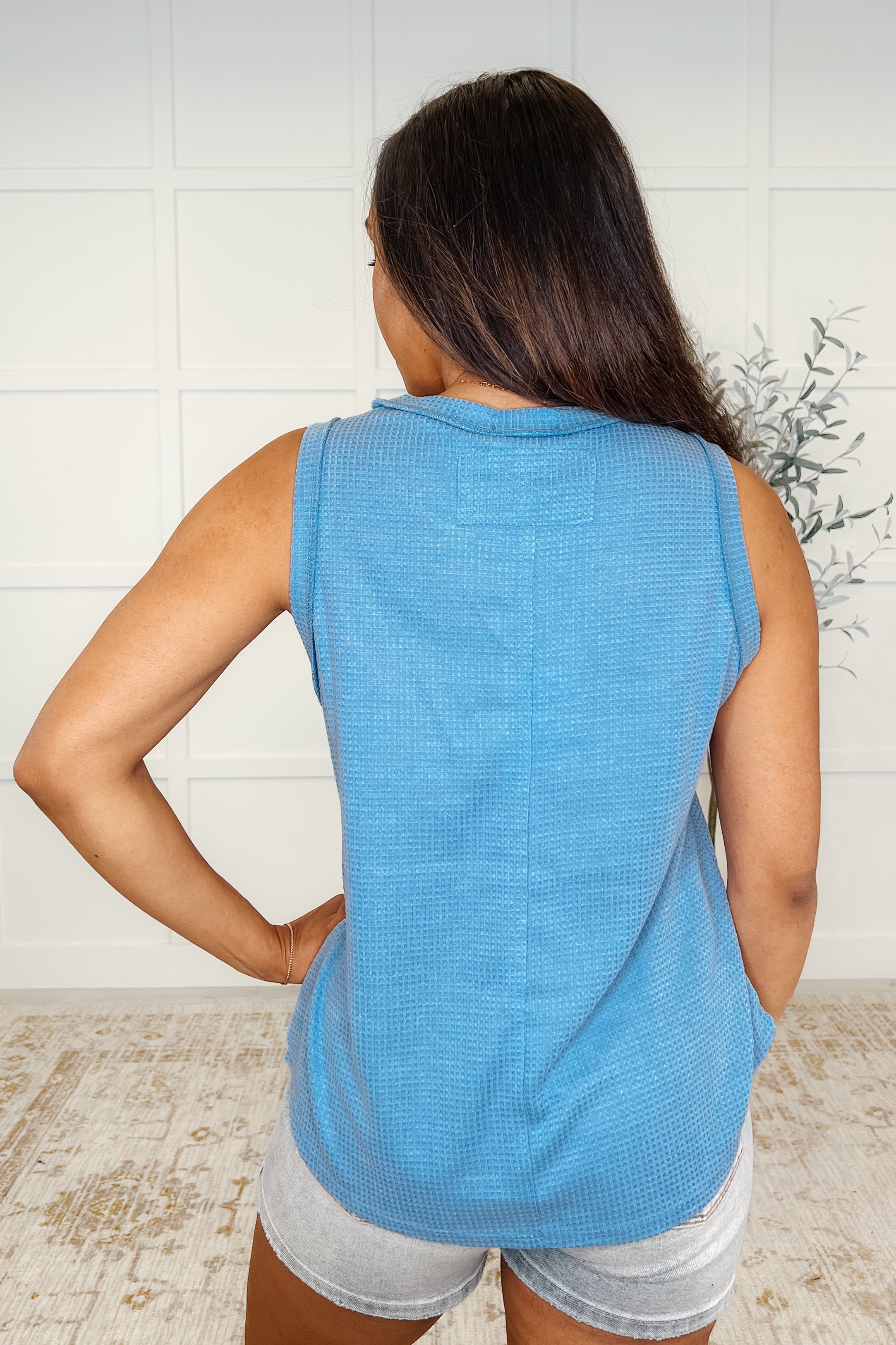Thread Theory Round Neck Tank in Denim Blue Womens Ave Shops- Tilden Co.