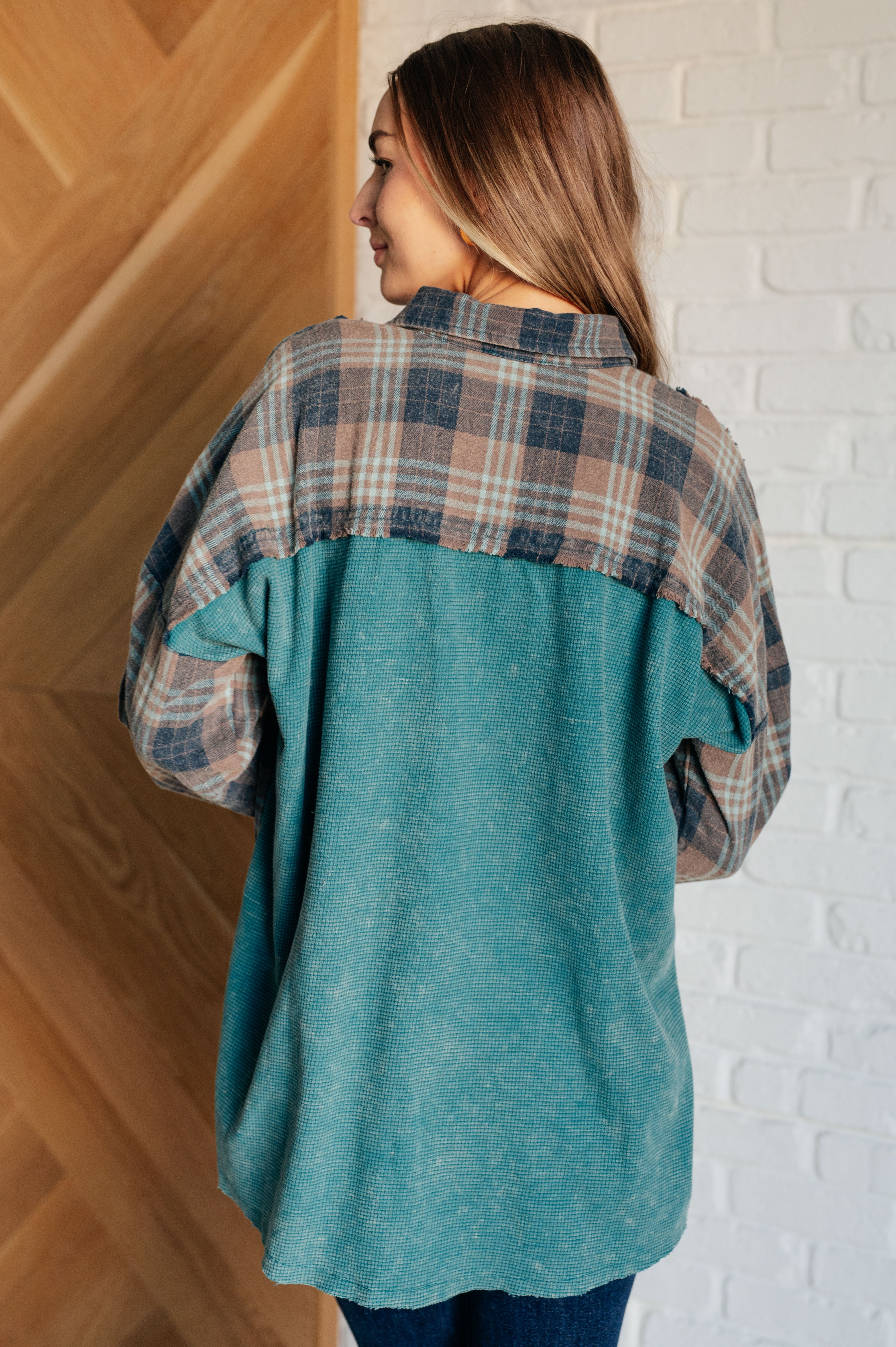 Tied for Time Thermal Plaid Button Up    Tops Ave Shops- Tilden Co.