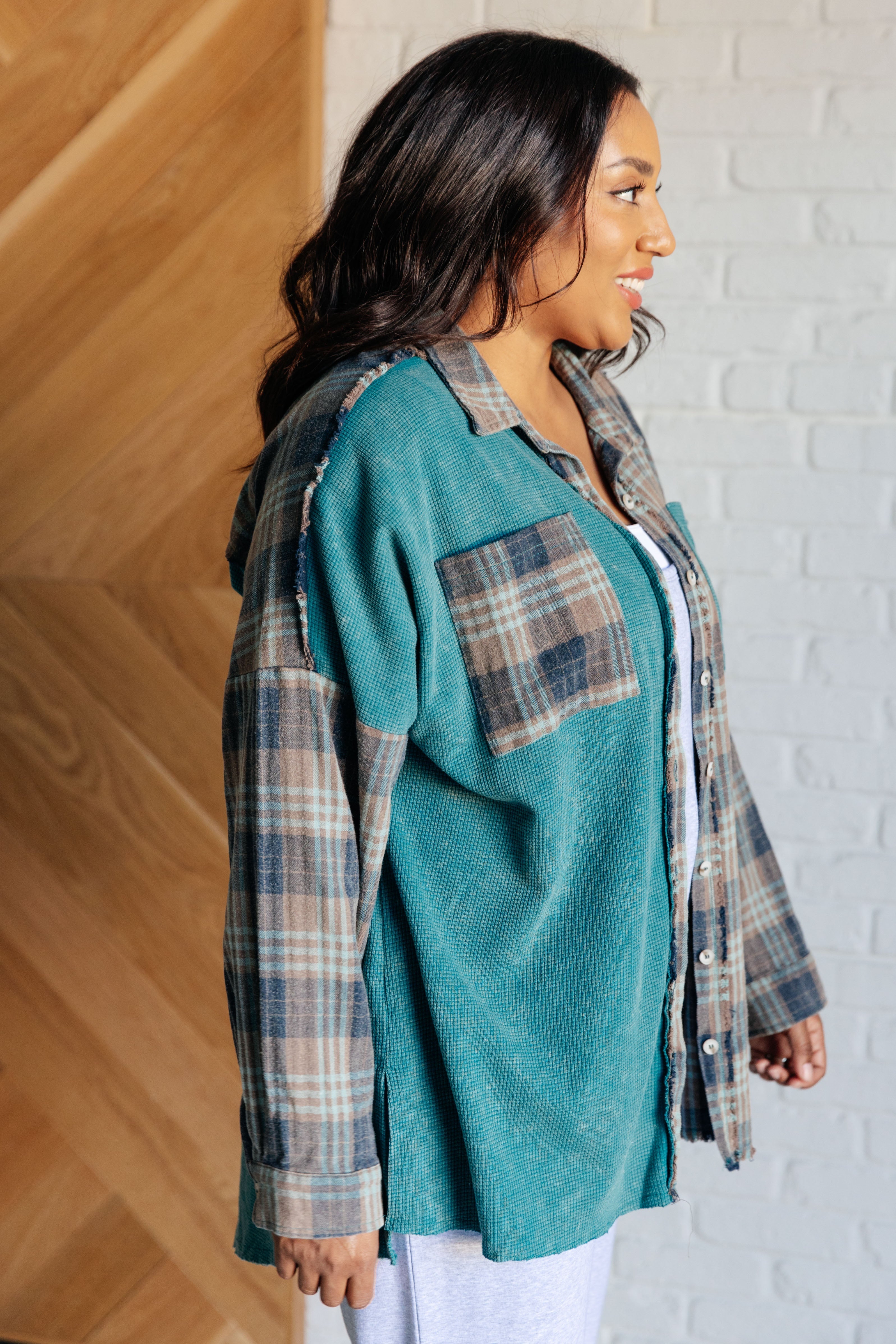 Tied for Time Thermal Plaid Button Up    Tops Ave Shops- Tilden Co.