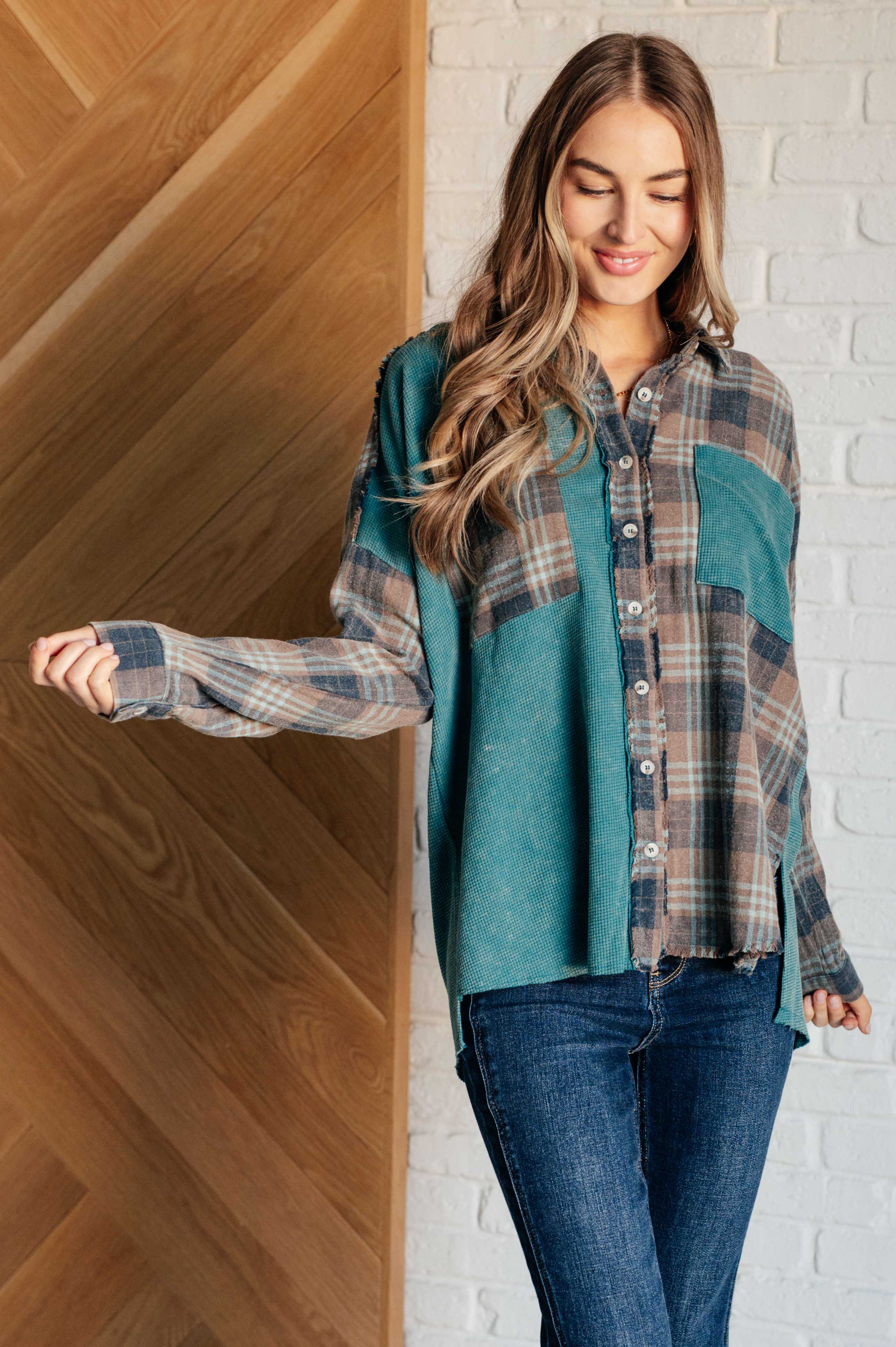 Tied for Time Thermal Plaid Button Up Tops Ave Shops- Tilden Co.