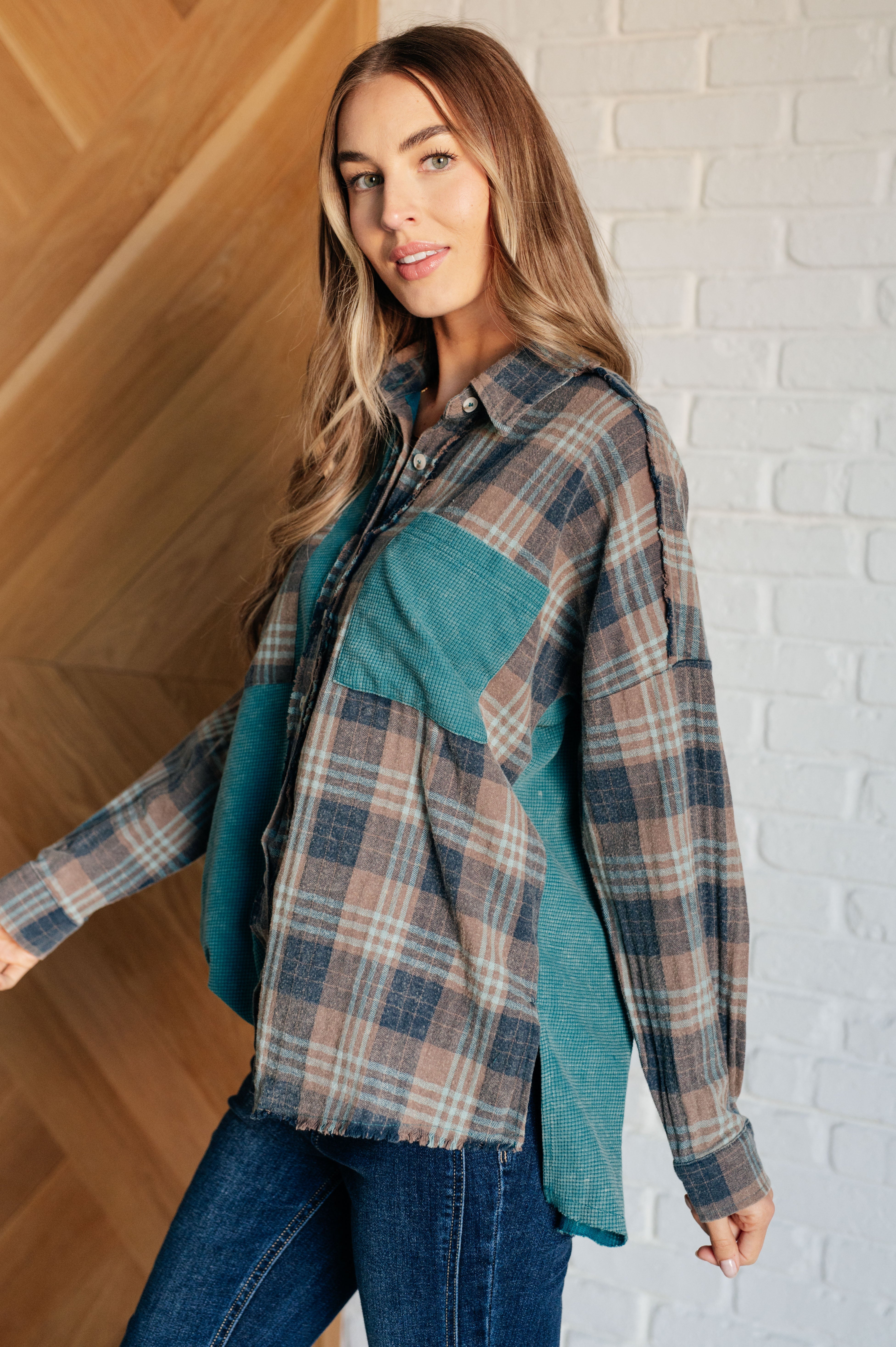 Tied for Time Thermal Plaid Button Up Tops Ave Shops- Tilden Co.