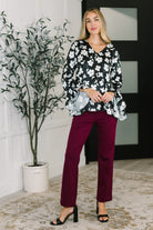 Time and Time Again Floral Blouse Womens Ave Shops- Tilden Co.