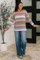 To Be Determined Drop Shoulder Top in Rust, Olive and Blue Womens Ave Shops- Tilden Co.