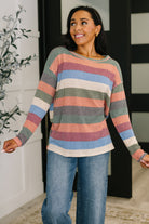 To Be Determined Drop Shoulder Top in Rust, Olive and Blue Womens Ave Shops- Tilden Co.