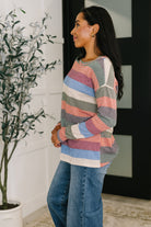 To Be Determined Drop Shoulder Top in Rust, Olive and Blue Womens Ave Shops- Tilden Co.