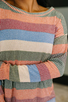 To Be Determined Drop Shoulder Top in Rust, Olive and Blue Womens Ave Shops- Tilden Co.