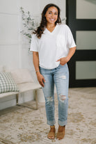 Together We're Unlimited Basic V-Neck Tee in Ivory Womens Ave Shops- Tilden Co.