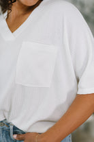 Together We're Unlimited Basic V-Neck Tee in Ivory Womens Ave Shops- Tilden Co.