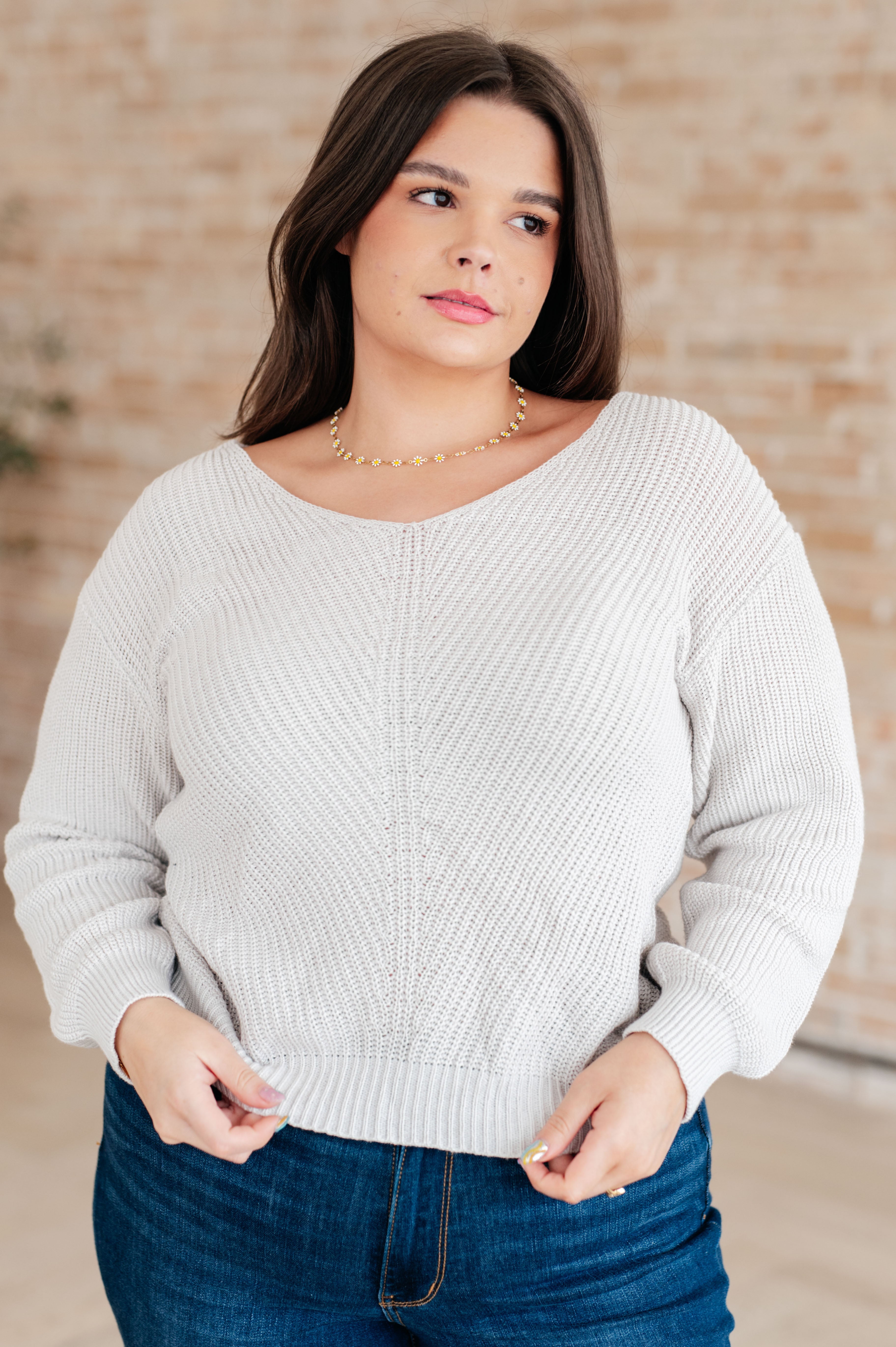 Told You So Ribbed Knit V Neck Sweater Tops Ave Shops- Tilden Co.