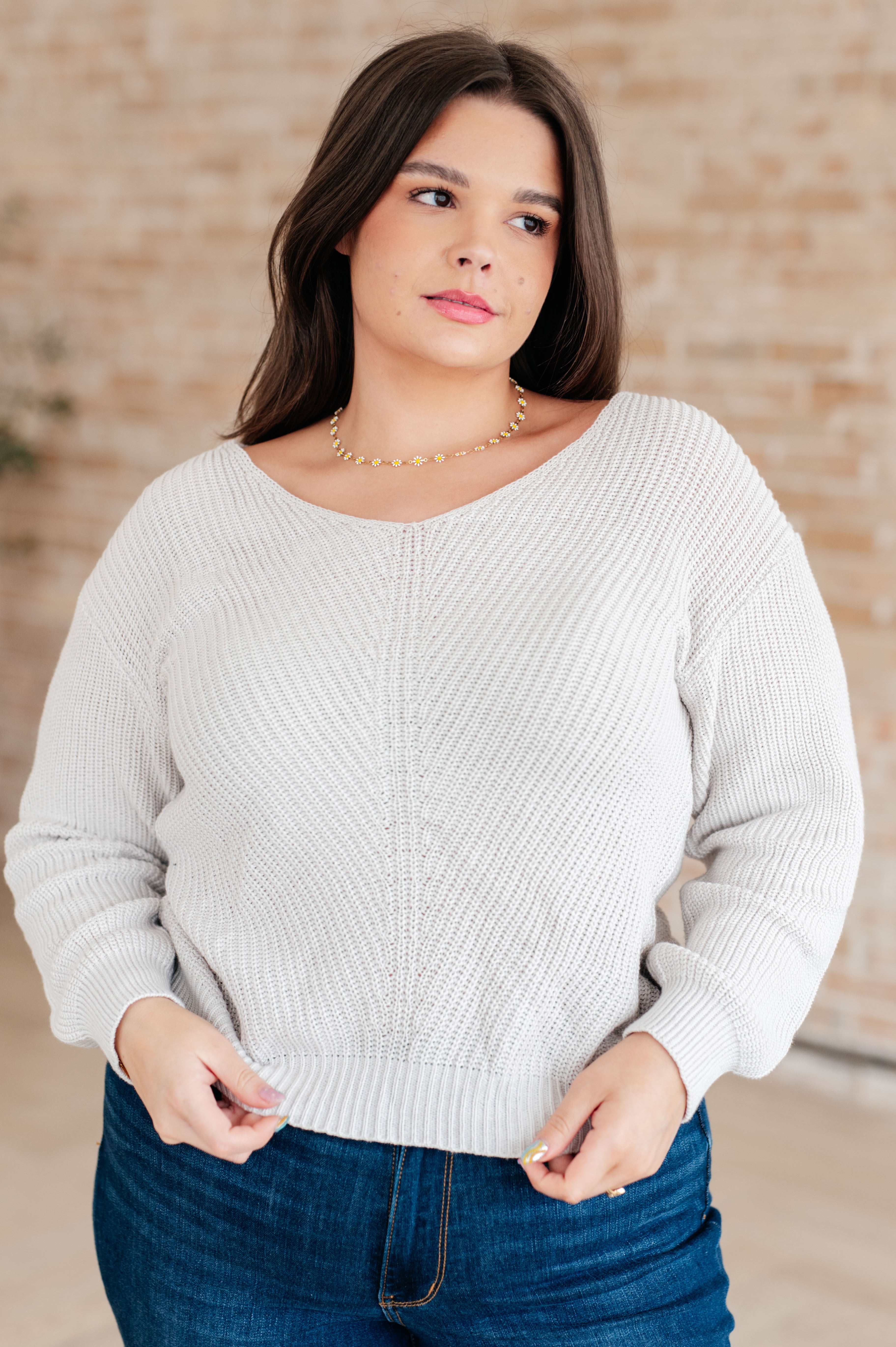 Told You So Ribbed Knit V Neck Sweater    Tops Ave Shops- Tilden Co.