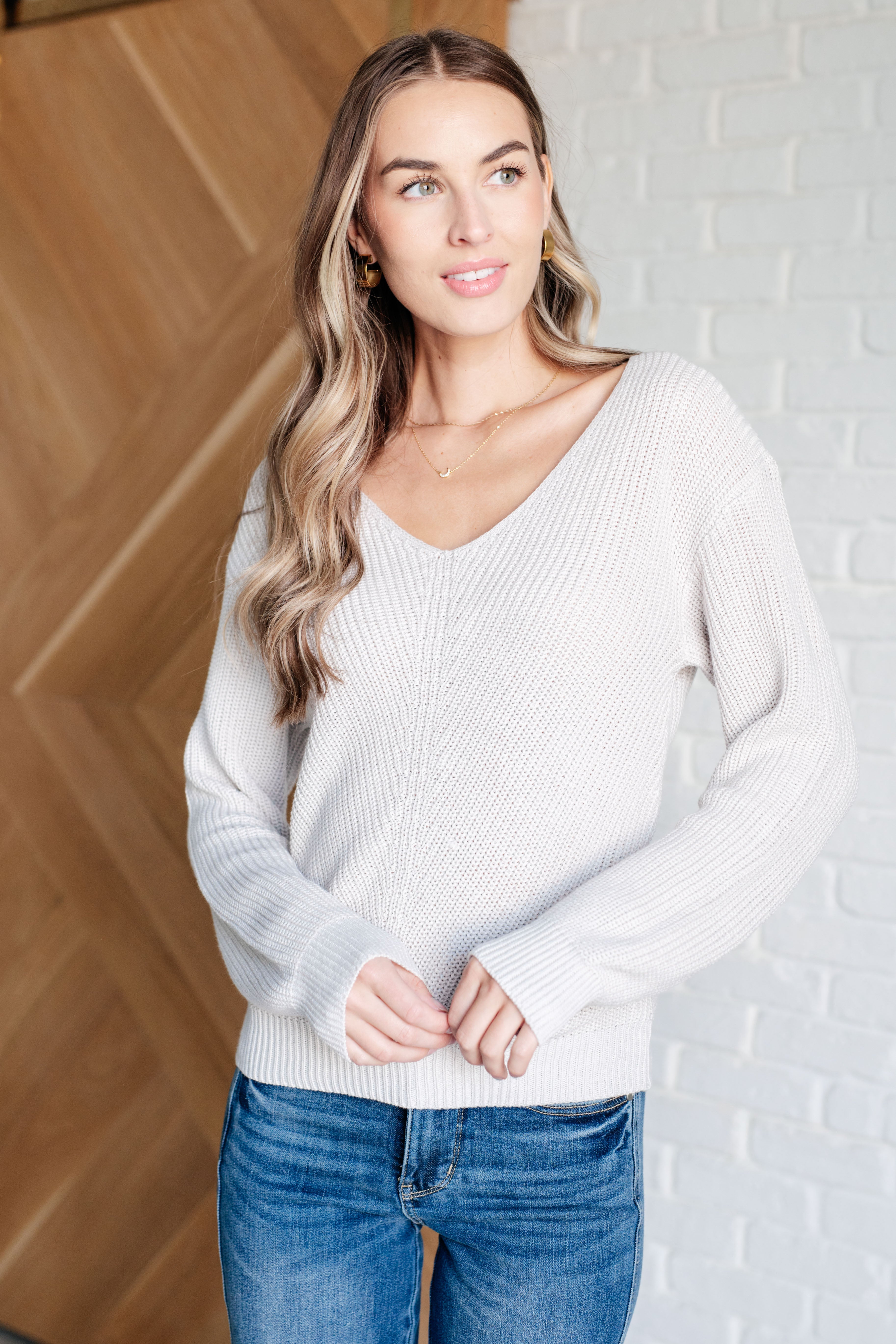 Told You So Ribbed Knit V Neck Sweater Tops Ave Shops- Tilden Co.