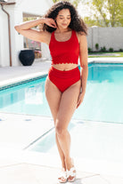 Tonga Scalloped High Waisted Swim Bottoms Swimwear Ave Shops- Tilden Co.