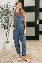 Too Cute to Compute Waist Tie Overalls in Dark Blue Womens Ave Shops- Tilden Co.