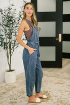 Too Cute to Compute Waist Tie Overalls in Dark Blue Womens Ave Shops- Tilden Co.